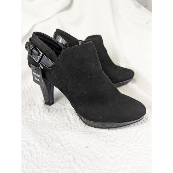 NWT! EAST 5TH! BLACK PATENT LEATHER & FAUX SUEDE ANKLE BOOTIE HEELS! SZ 10M - Picture 8 of 8